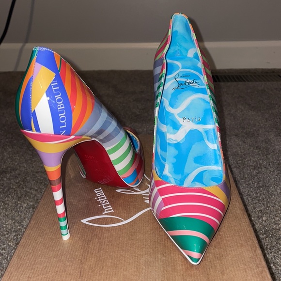Christian Louboutin Multicolor Striped Heels - Picture 5 of 7